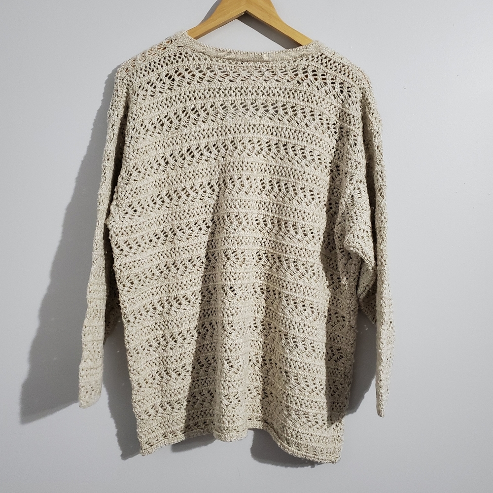Vintage Tan Knit Cardigan Sweater Size 2X - Picture 4 of 6